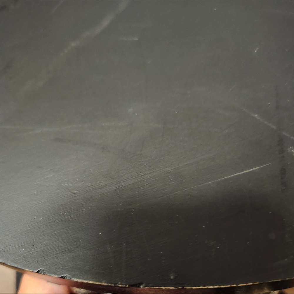 16" Diameter Black Sturdy Wood Serving Tray w Silver Tone Skeleton Handles - Picture 8 of 11